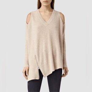 ALL SAINTS Able Open Shoulder Jumper - Medium - Cream/Beige